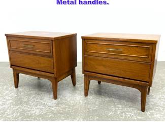 Lot 743 Pr American Modern Night stands. Metal handles.