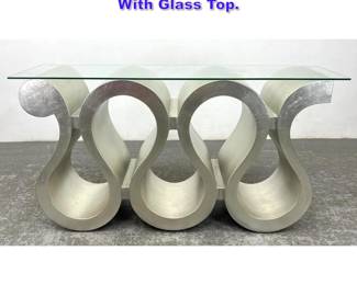 Lot 943 Artmax Silverleaf Console Table With Glass Top. 