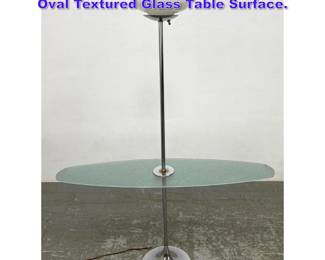 Lot 654 Chrome Glass Table Floor Lamp. Oval Textured Glass Table Surface. 