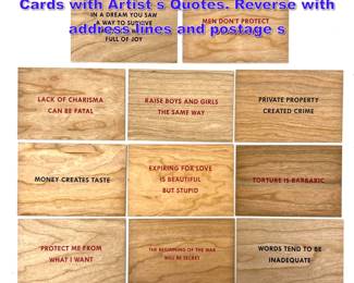 Lot 683 11 pc JENNY HOLZER Truisms Wood Cards with Artist s Quotes. Reverse with address lines and postage s