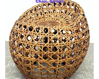 Lot 942 Palecek Rattan Swivel Stool Chair. Swivel