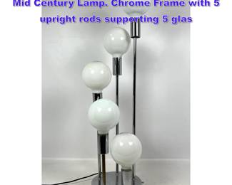 Lot 846 Robert Sonneman style Waterfall Mid Century Lamp. Chrome Frame with 5 upright rods supporting 5 glas