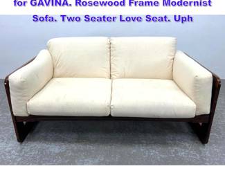 Lot 878 Bastiano Settee by TOBIA SCARPA for GAVINA. Rosewood Frame Modernist Sofa. Two Seater Love Seat. Uph