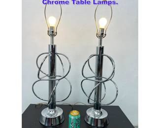 Lot 951 Pair Mid Century Modern Atomic Chrome Table Lamps. 