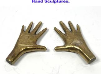 Lot 861 Pair After Aubock Bronze Small Hand Sculptures.