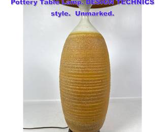 Lot 887 Large Mid Century Modern Art Pottery Table Lamp. DESIGN TECHNICS style. Unmarked.