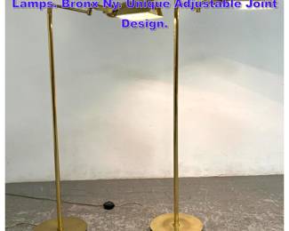Lot 667 Pair Nessen Swing Arm Brass Floor Lamps. Bronx Ny. Unique Adjustable Joint Design. 