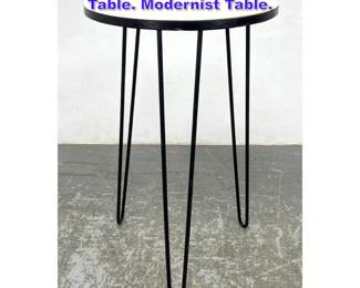 Lot 717 Iron Hairpin Leg Laminate Top Side Table. Modernist Table. 