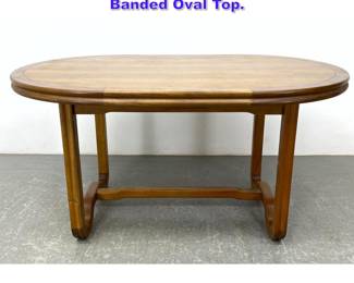 Lot 977 French Modern Wood Dining Table. Banded Oval Top.