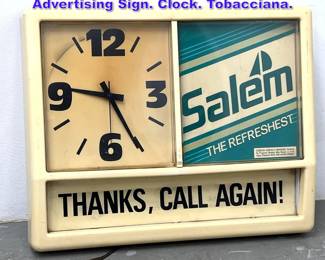 Lot 1068 SALEM Cigarettes Light Up Advertising Sign. Clock. Tobacciana. 