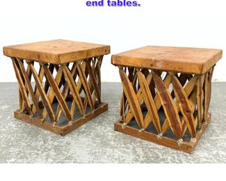 Lot 985 Pr Equipale Mexican square end tables.
