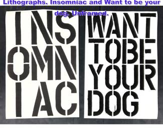 Lot 892 2 Christopher Wool Offset Lithographs. Insomniac and Want to be your dog. Unframed.
