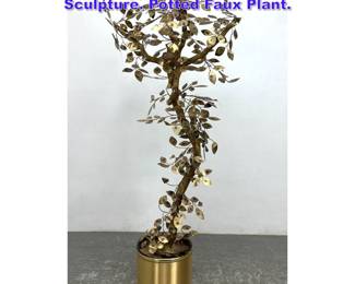 Lot 945 C Jere style Metal Figural Tree Sculpture. Potted Faux Plant. 