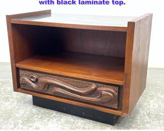 Lot 679 Pulaski Contour side table stand with black laminate top. 