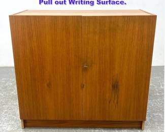 Lot 723 Danish Modern Teak Desk Cabinet. Pull out Writing Surface. 