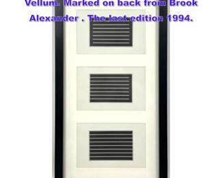Lot 682 3 DONALD JUDD Lithographs on Vellum. Marked on back from Brook Alexander . The last edition 1994.