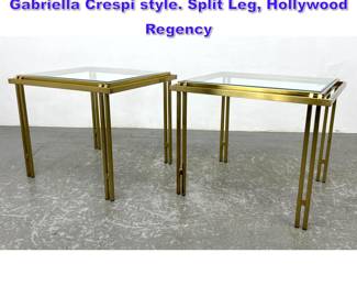 Lot 1074 Pair Vintage Brass End Tables, Gabriella Crespi style. Split Leg, Hollywood Regency