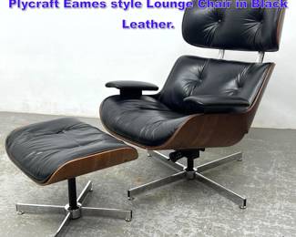 Lot 906 Black leather George Mulhauser for Plycraft Eames style Lounge Chair in Black Leather. 