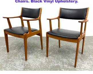 Lot 1088 Pr Danish Modern Design Arm Chairs. Black Vinyl Upholstery. 