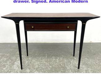 Lot 768 Lane Rosewood Hall table with drawer. Signed. American Modern 