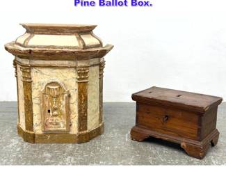 Lot 737 2pc Lot. Italian 1 Door Cabinet, and Pine Ballot Box. 