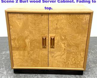 Lot 996 Mid Century Modern Henredon Scene 2 Burl wood Server Cabinet. Fading to top. 