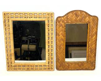 Lot 726 2pc Rattan Wicker Wall Mirrors.