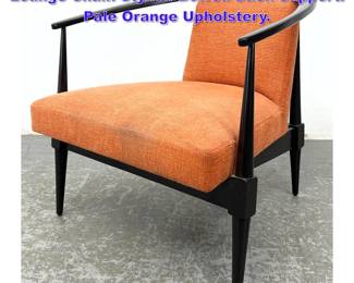 Lot 602 Kipp Stewart style Ebonized Frame Lounge Chair. Stylish Bowed Back Support. Pale Orange Upholstery. 