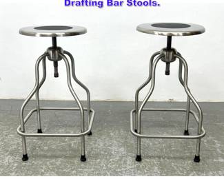 Lot 1021 Pair Industrial Style Adjustable Drafting Bar Stools. 