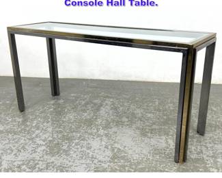 Lot 670 Chrome and Brass Frame Glass Top Console Hall Table. 
