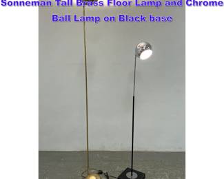 Lot 888 2pcs Floor Lamps. Robert Sonneman Tall Brass Floor Lamp and Chrome Ball Lamp on Black base