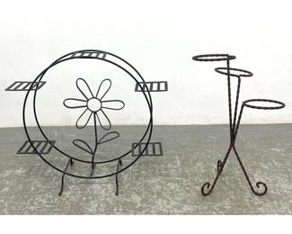 Lot 1063 2pcs Wrought Iron Plant stands.