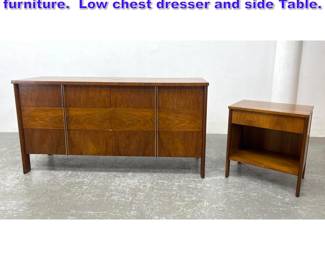 Lot 725 John Widdicomb 2pc bedroom furniture. Low chest dresser and side Table. 