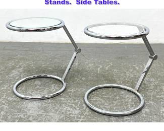 Lot 742 Pair Chrome Cantilever Style Drink Stands. Side Tables. 