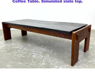 Lot 612 Adrian Pearsall Walnut Framed Coffee Table. Simulated slate top. 