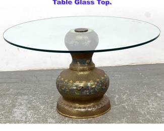 Lot 839 Decorator Champleve Enamel Coffee Table Glass Top. 