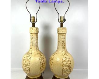 Lot 954 Pr Crackle Glaze Pottery Table Lamps. 