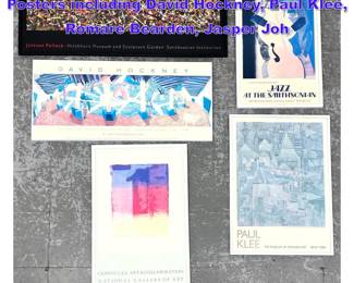 Lot 1177 5pcs Collection of Exhibition Posters including David Hockney, Paul Klee, Romare Bearden, Jasper Joh
