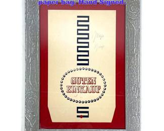 Lot 877 Joseph Beuys signed lithograph on paper bag. Hand Signed. 