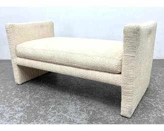 Lot 949 Fully Upholstered bench with arms.