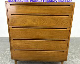 Lot 932 Mid Century Modern American of Martinsville Walnut Highboy Dresser