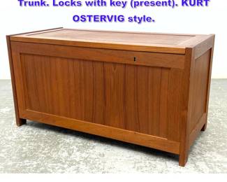 Lot 614 Danish Modern Teak Chest Storage Trunk. Locks with key present. KURT OSTERVIG style. 