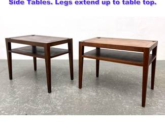 Lot 1018 Pr American Modern Double Tier Side Tables. Legs extend up to table top. 