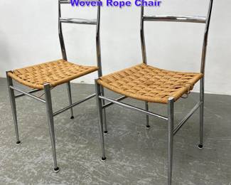 Lot 802 Pair Gio Ponti style Chrome and Woven Rope Chair