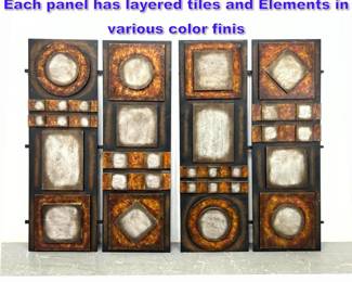 Lot 1107 Pr 2 Panel Metal Relief Sculptures. Each panel has layered tiles and Elements in various color finis