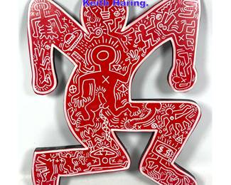 Lot 688 Painted wood Sculpture After Keith Haring. 