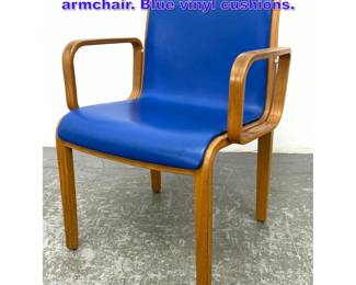 Lot 803 Knoll international bentwood armchair. Blue vinyl cushions. 