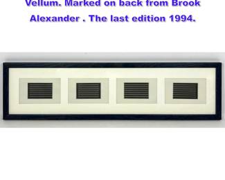 Lot 680 4 DONALD JUDD Lithographs on Vellum. Marked on back from Brook Alexander . The last edition 1994.