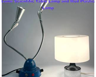 Lot 835 2pc Lamps Lighting. Vintage DynaLume Scientific Table Lamp and Mod Plastic Lamp