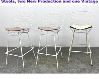 Lot 1076 Set 3 Harry Bertoia for Knoll Stools, two New Production and one Vintage